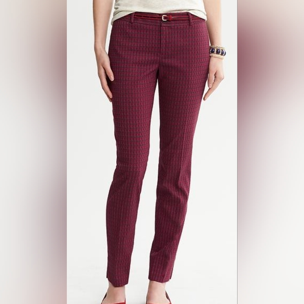Banana Republic - Camden-Fit Red Print Ankle Pant - Size 14
